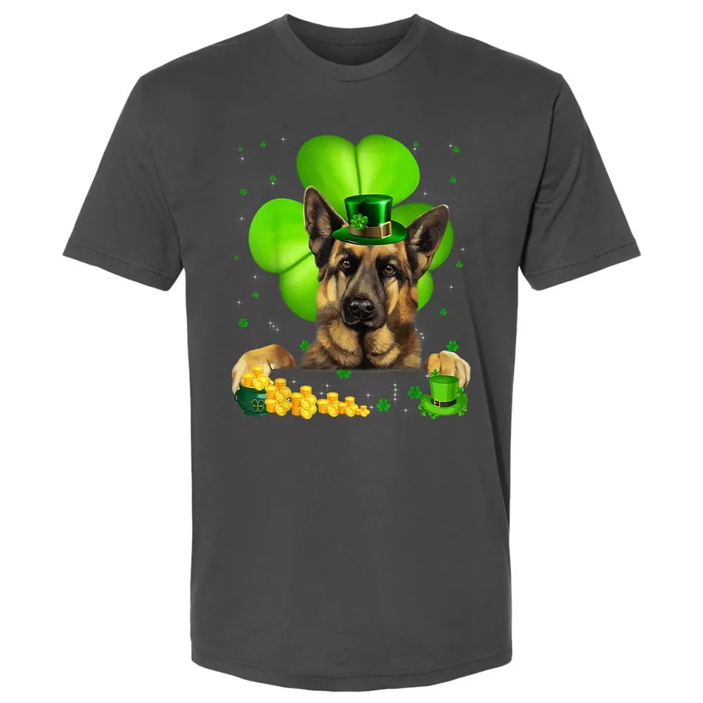 St Patrick's Day German Shepherd Shamrock Premium Unisex T-shirt - 8