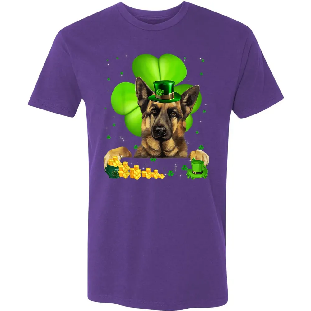 St Patrick's Day German Shepherd Shamrock Premium Unisex T-shirt - 7