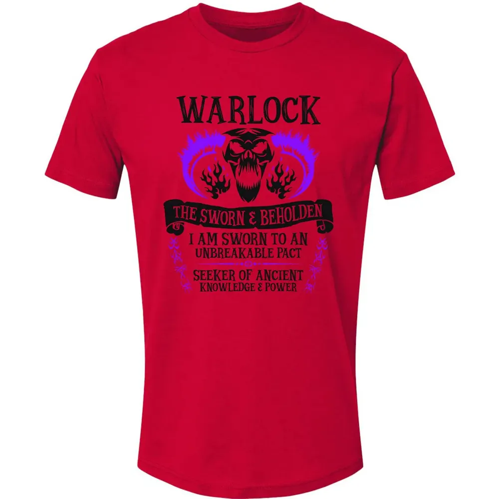 WARLOCK, THE SWORN AND BEHOLDEN (Black Text) Premium Unisex T-shirt - 6