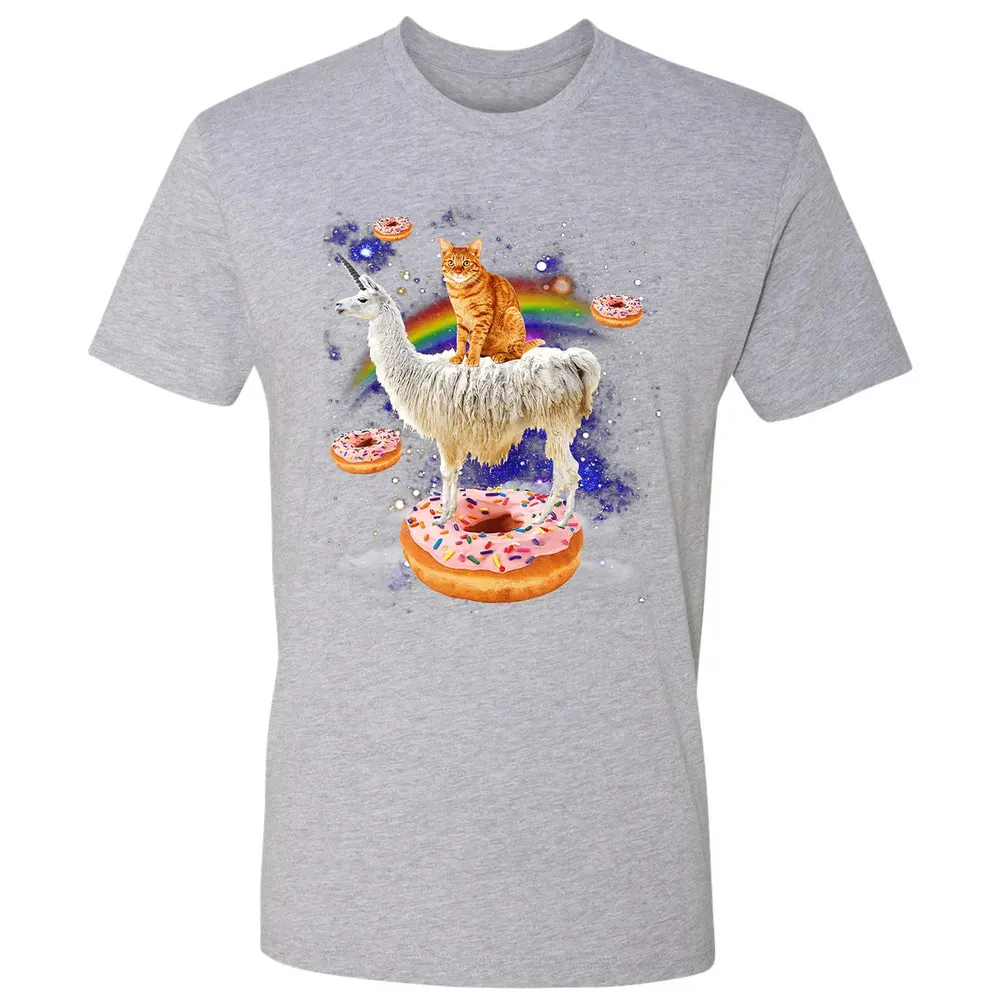 Space Cat Riding Llama and Donuts Galaxy Funny Cat Premium Unisex T-shirt - 9