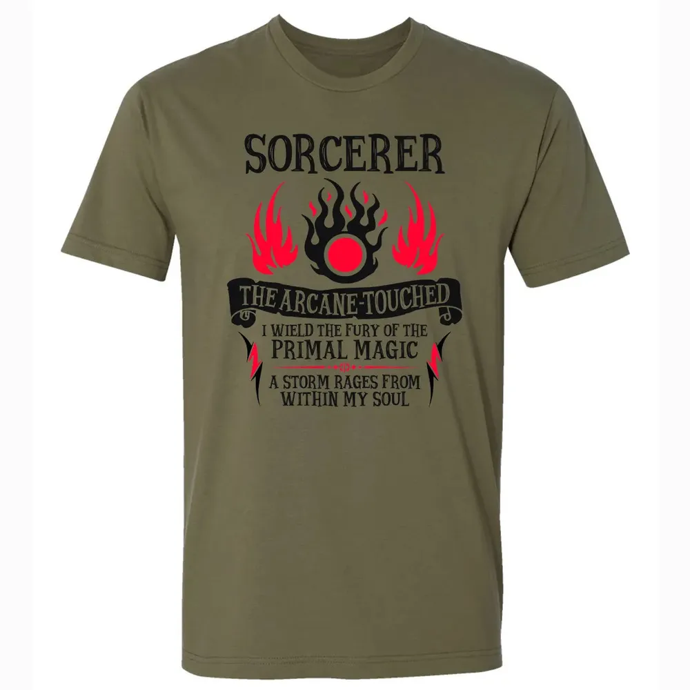 SORCERER, The Arcane Touched (Black Text) Premium Unisex T-shirt - 5