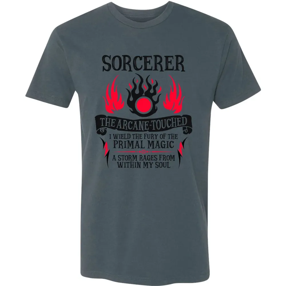 SORCERER, The Arcane Touched (Black Text) Premium Unisex T-shirt - 14