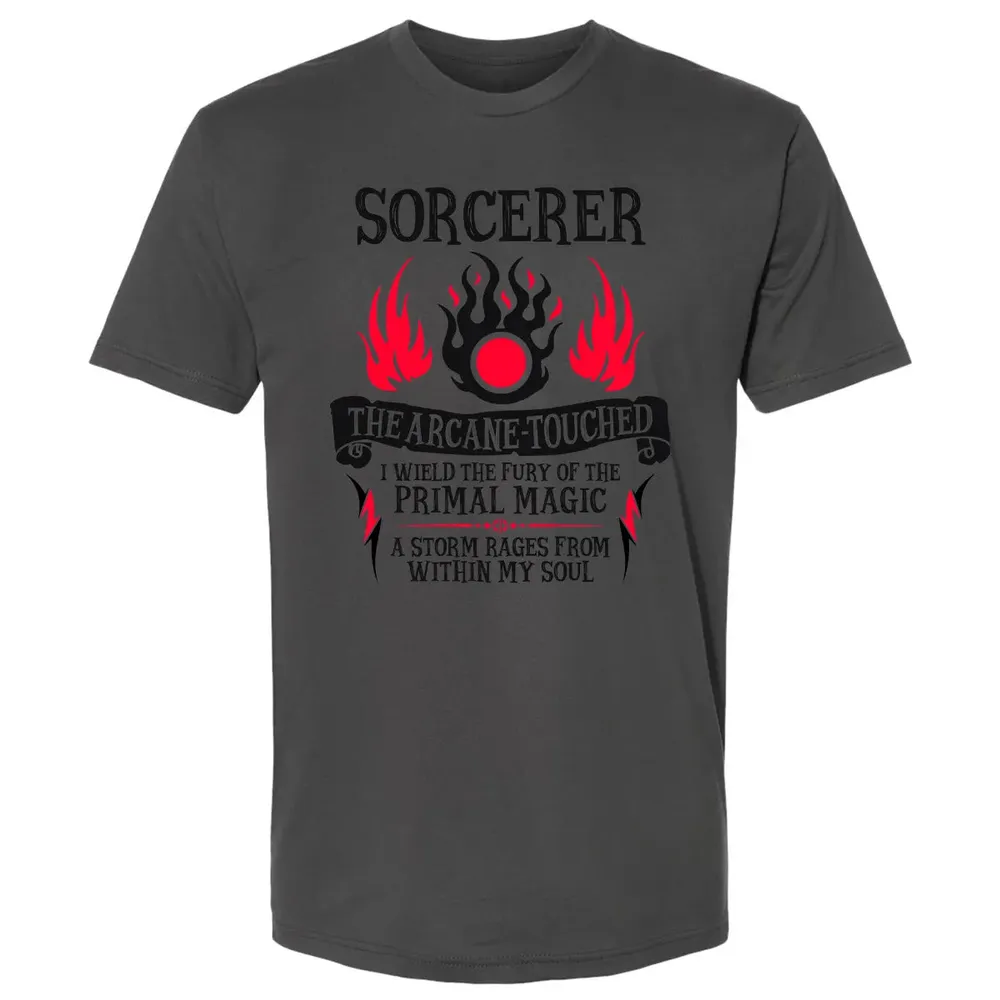SORCERER, The Arcane Touched (Black Text) Premium Unisex T-shirt - 8