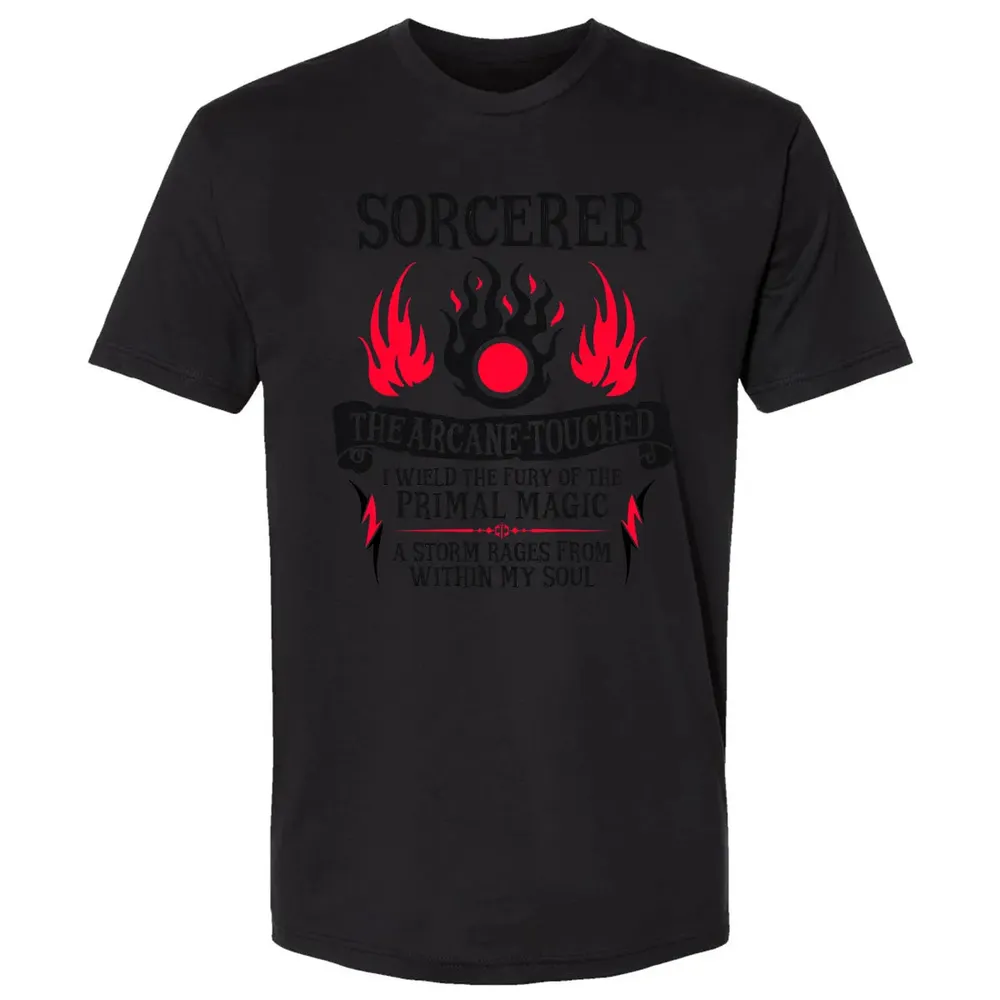 SORCERER, The Arcane Touched (Black Text) Premium Unisex T-shirt - 15