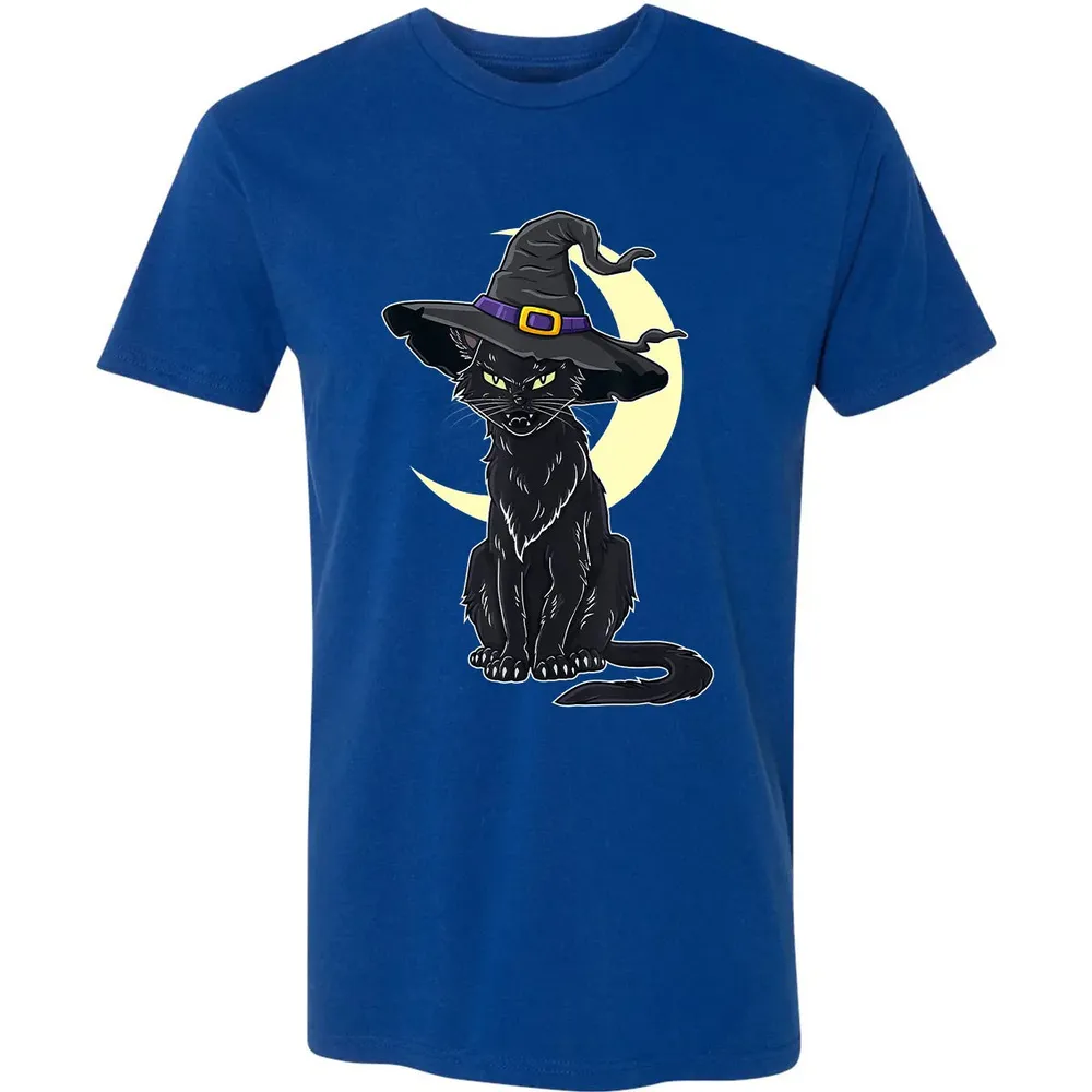 Halloween Scary Black Cat With Witch Hat Premium Unisex T-shirt - 10