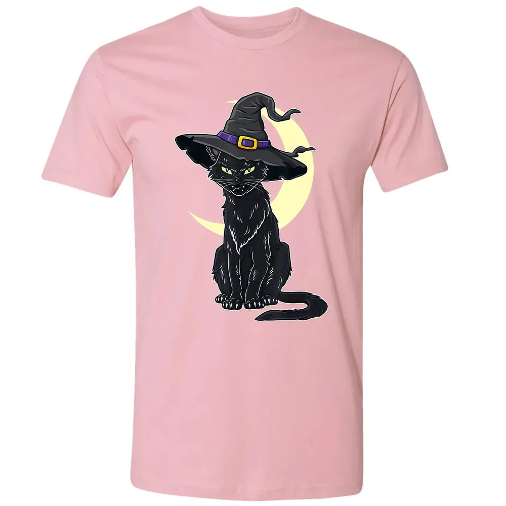Halloween Scary Black Cat With Witch Hat Premium Unisex T-shirt - 3