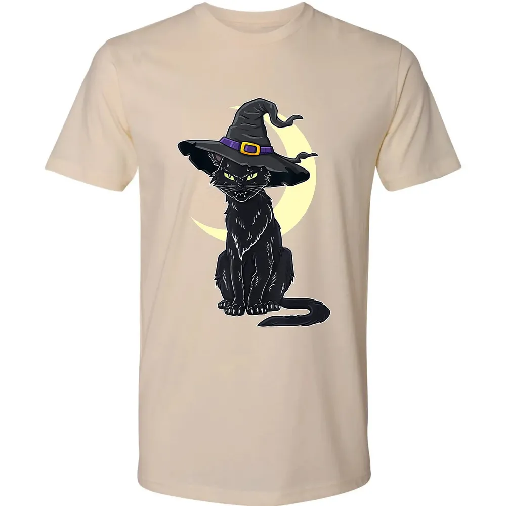Halloween Scary Black Cat With Witch Hat Premium Unisex T-shirt - 13