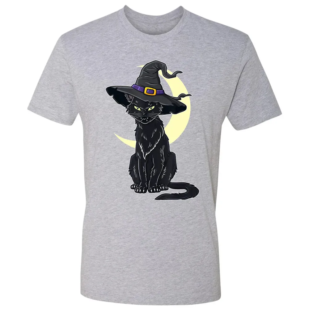 Halloween Scary Black Cat With Witch Hat Premium Unisex T-shirt - 9