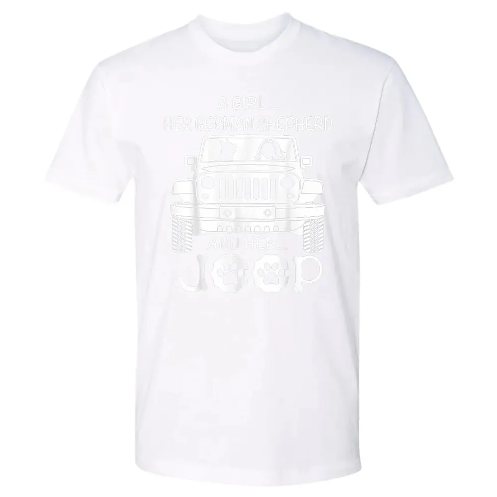Her Jeep And Her German Shepherd Dog Premium Unisex T-shirt - 4
