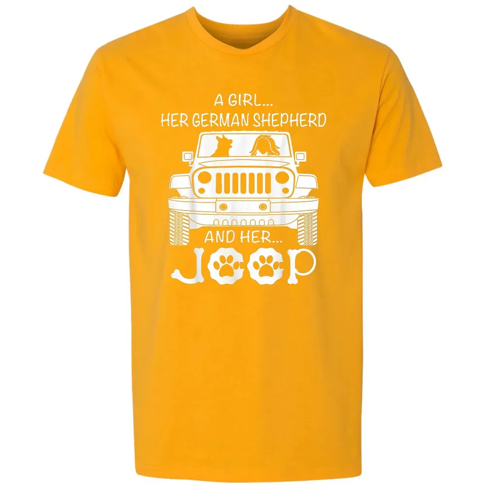 Her Jeep And Her German Shepherd Dog Premium Unisex T-shirt - 11