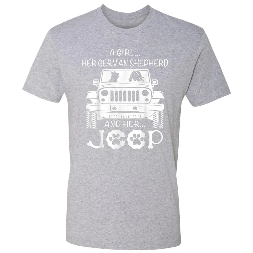 Her Jeep And Her German Shepherd Dog Premium Unisex T-shirt - 9