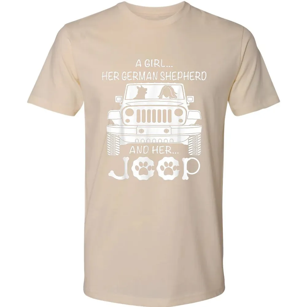 Her Jeep And Her German Shepherd Dog Premium Unisex T-shirt - 13