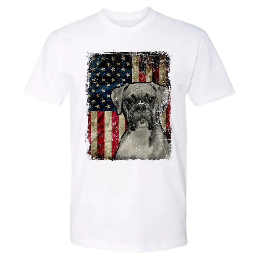 Boxer Dog 4th of July American Flag patriotic Gift Premium Unisex T-shirt - 4