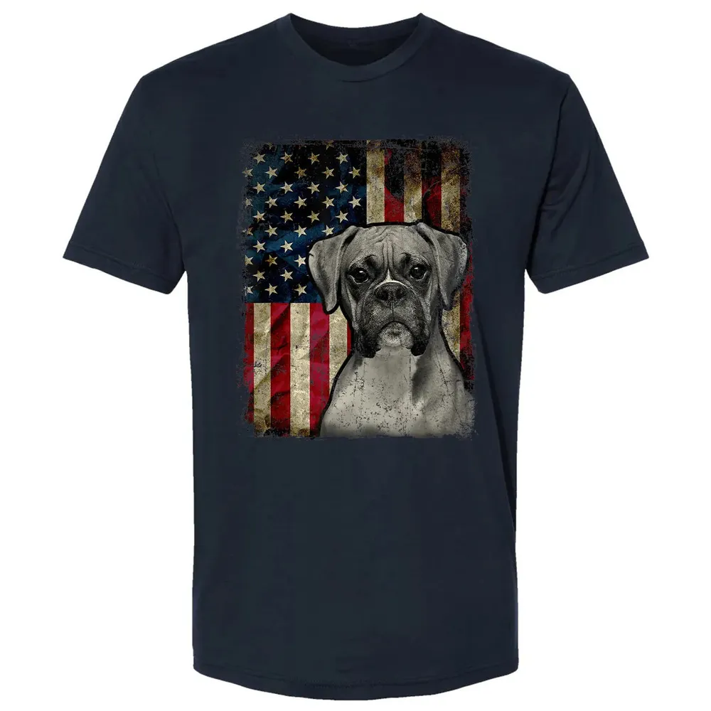 Boxer Dog 4th of July American Flag patriotic Gift Premium Unisex T-shirt - 2