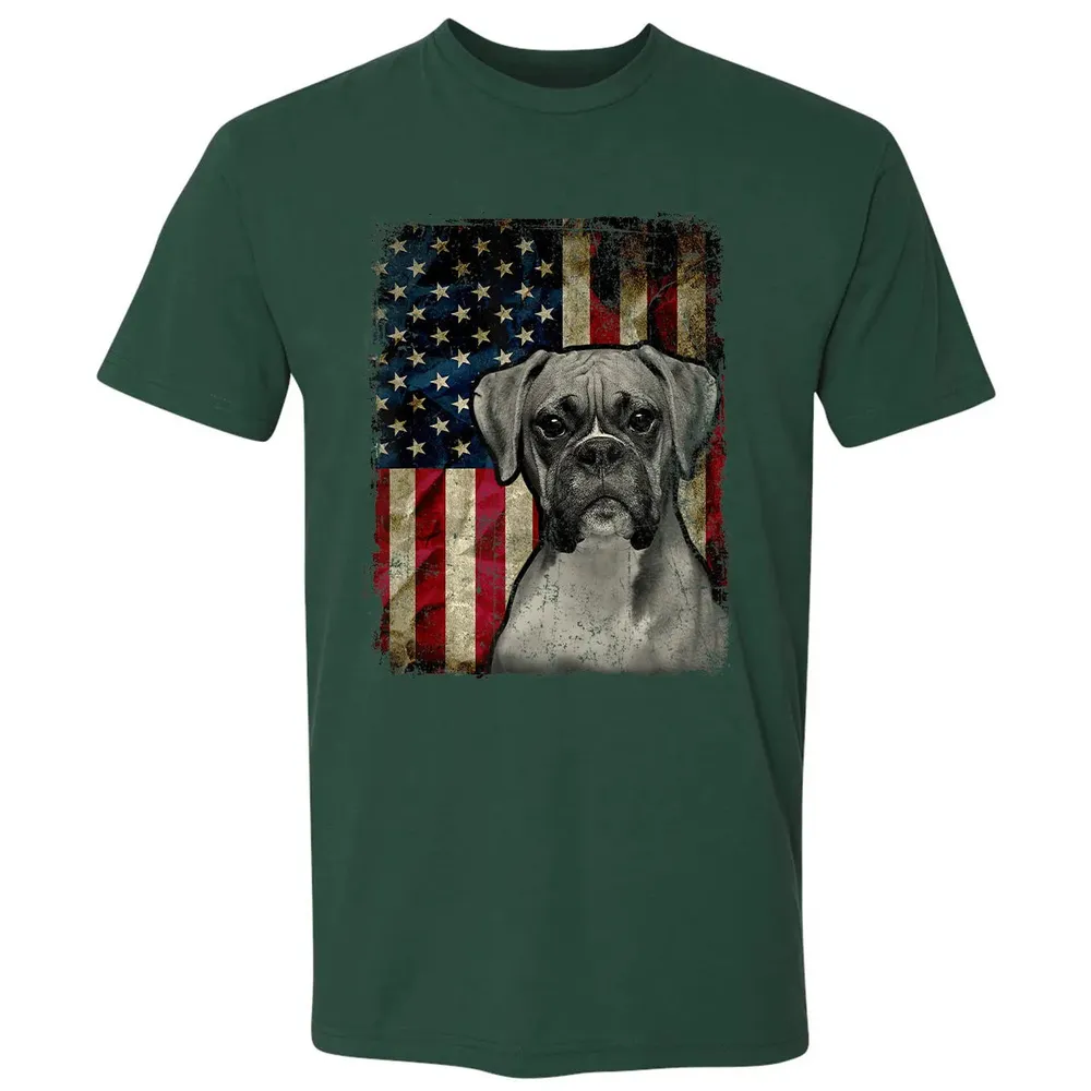 Boxer Dog 4th of July American Flag patriotic Gift Premium Unisex T-shirt - 12