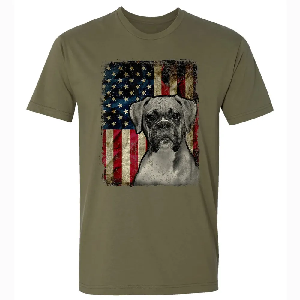 Boxer Dog 4th of July American Flag patriotic Gift Premium Unisex T-shirt - 5