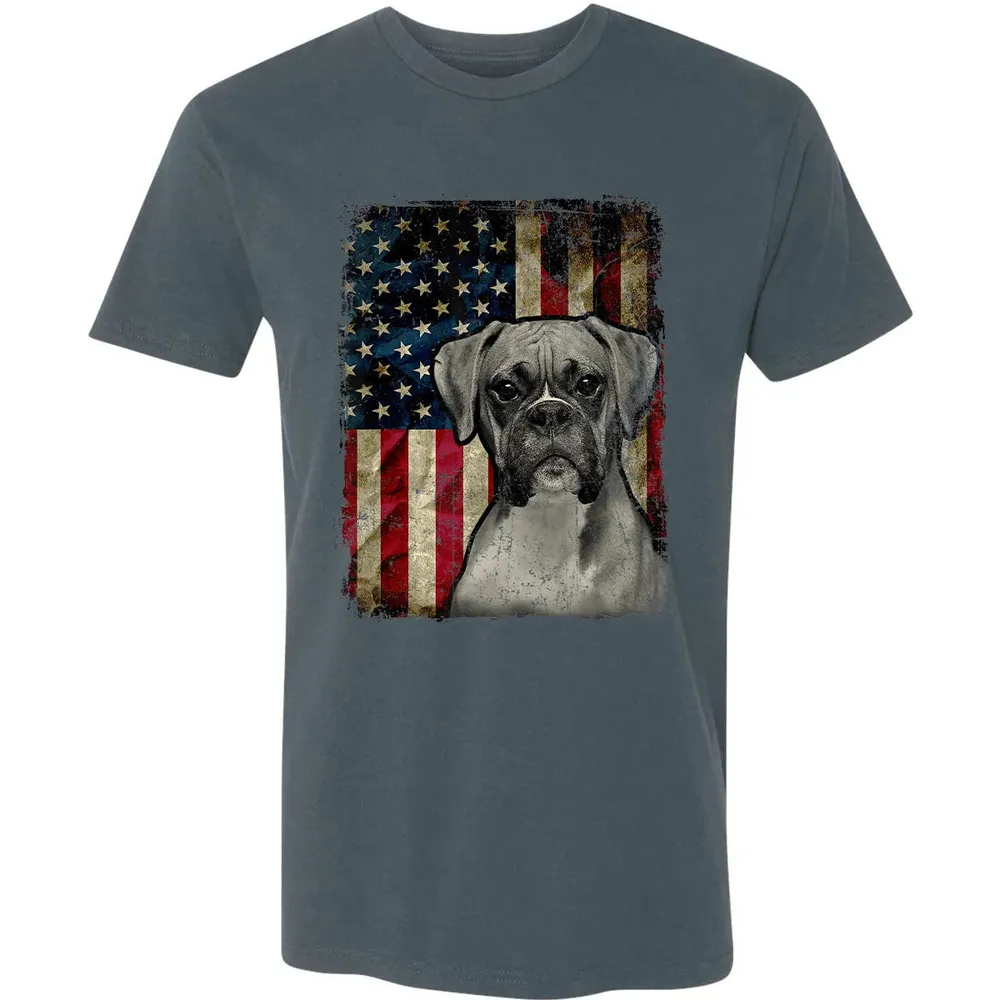 Boxer Dog 4th of July American Flag patriotic Gift Premium Unisex T-shirt - 14