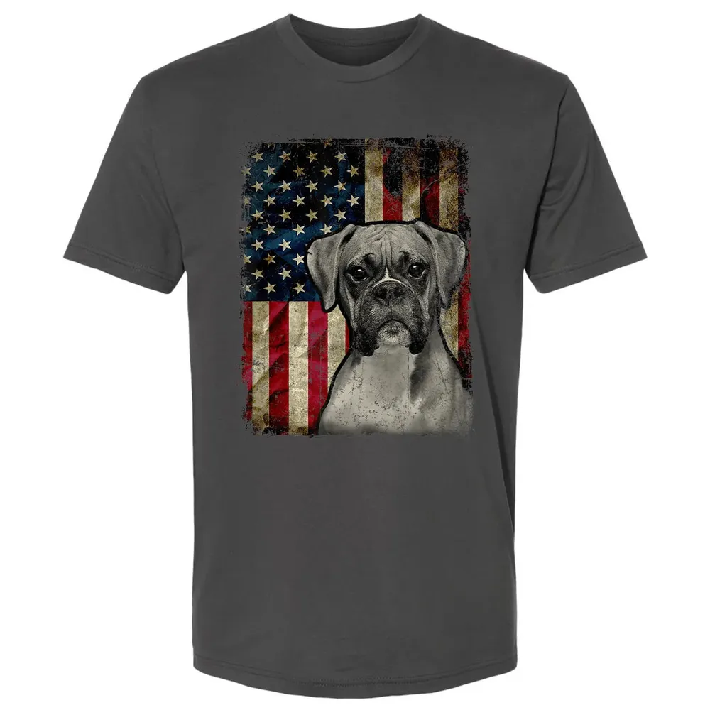 Boxer Dog 4th of July American Flag patriotic Gift Premium Unisex T-shirt - 8