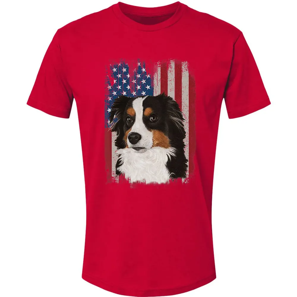 Australian Shepherd American Flag 4th Of July T Gifts Premium Unisex T-shirt - 6