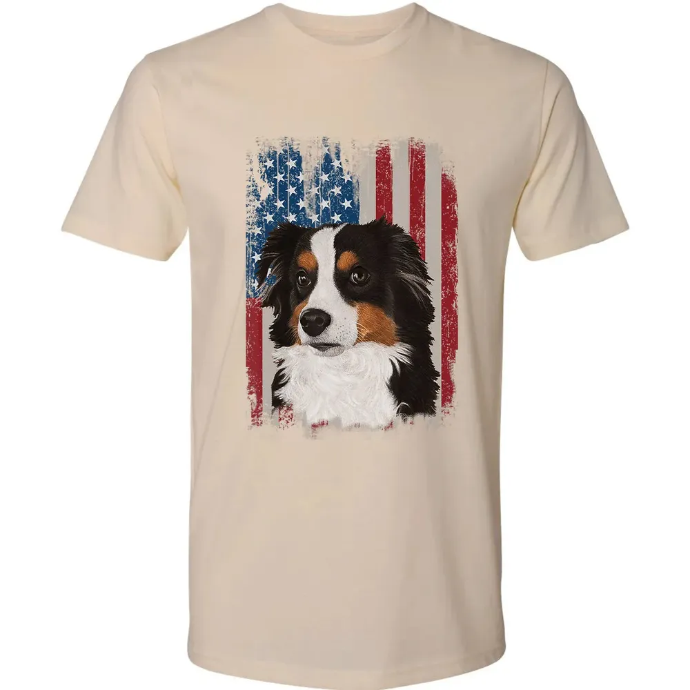 Australian Shepherd American Flag 4th Of July T Gifts Premium Unisex T-shirt - 13