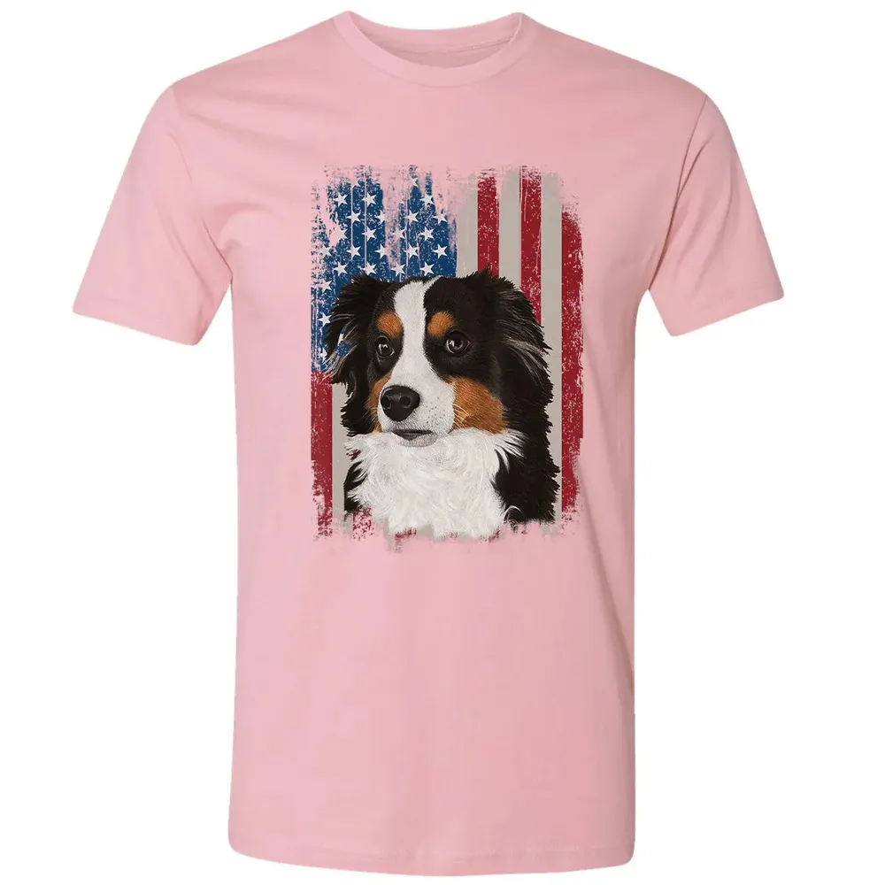 Australian Shepherd American Flag 4th Of July T Gifts Premium Unisex T-shirt - 3