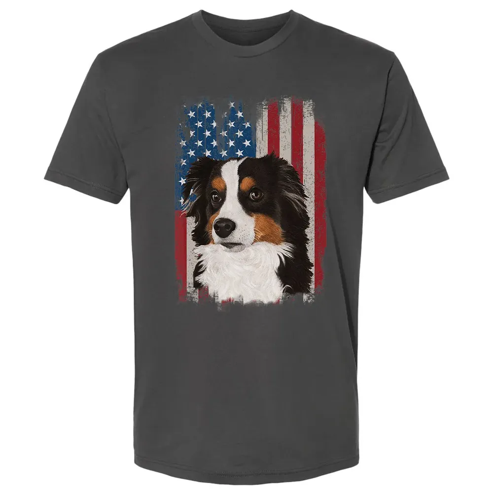 Australian Shepherd American Flag 4th Of July T Gifts Premium Unisex T-shirt - 8