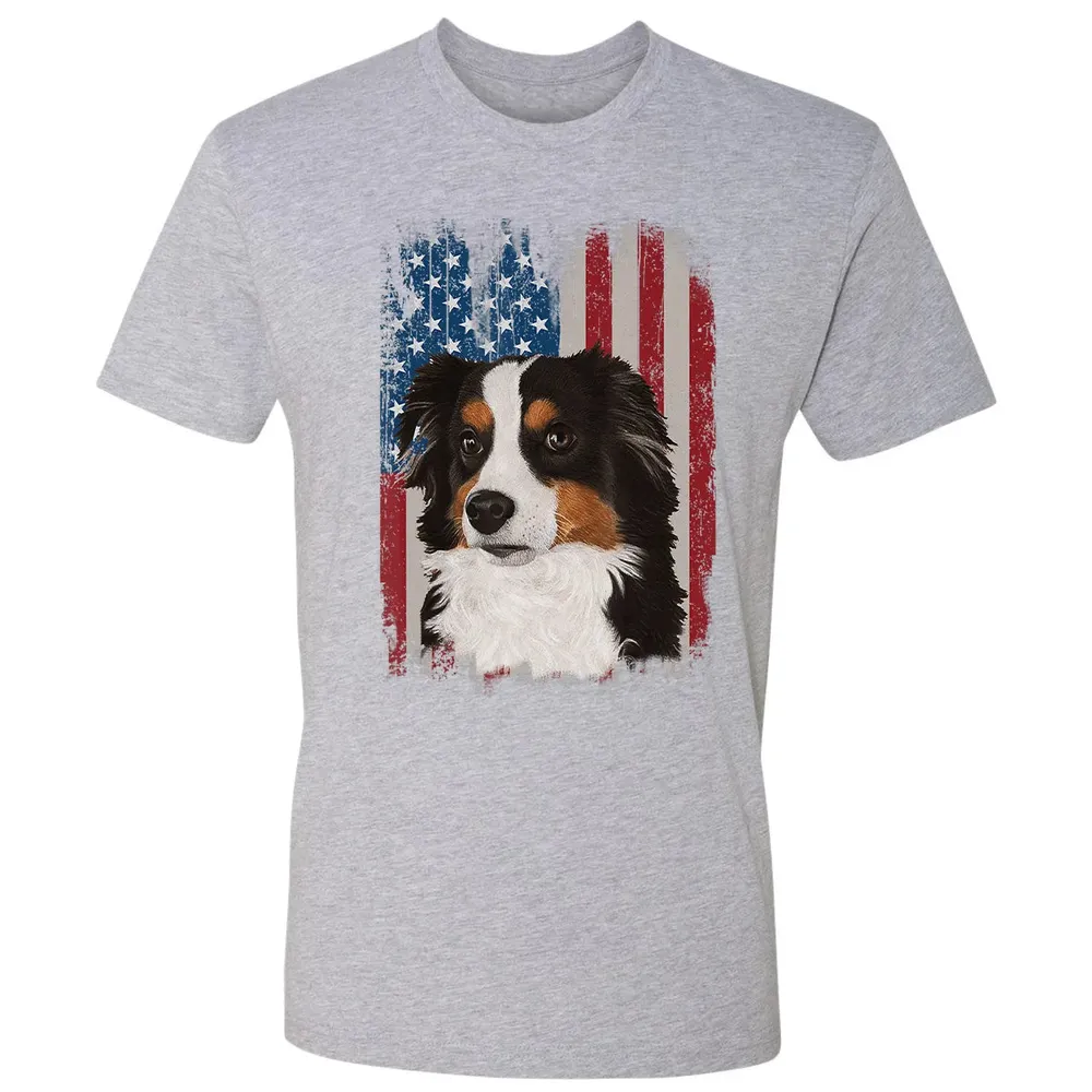 Australian Shepherd American Flag 4th Of July T Gifts Premium Unisex T-shirt - 9