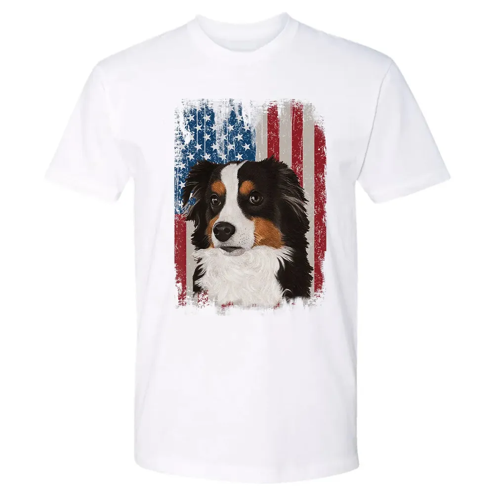 Australian Shepherd American Flag 4th Of July T Gifts Premium Unisex T-shirt - 4