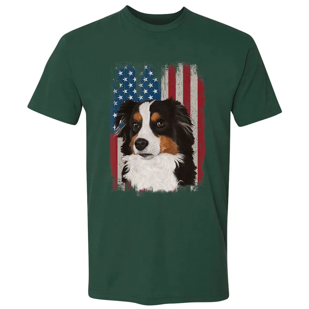 Australian Shepherd American Flag 4th Of July T Gifts Premium Unisex T-shirt - 12
