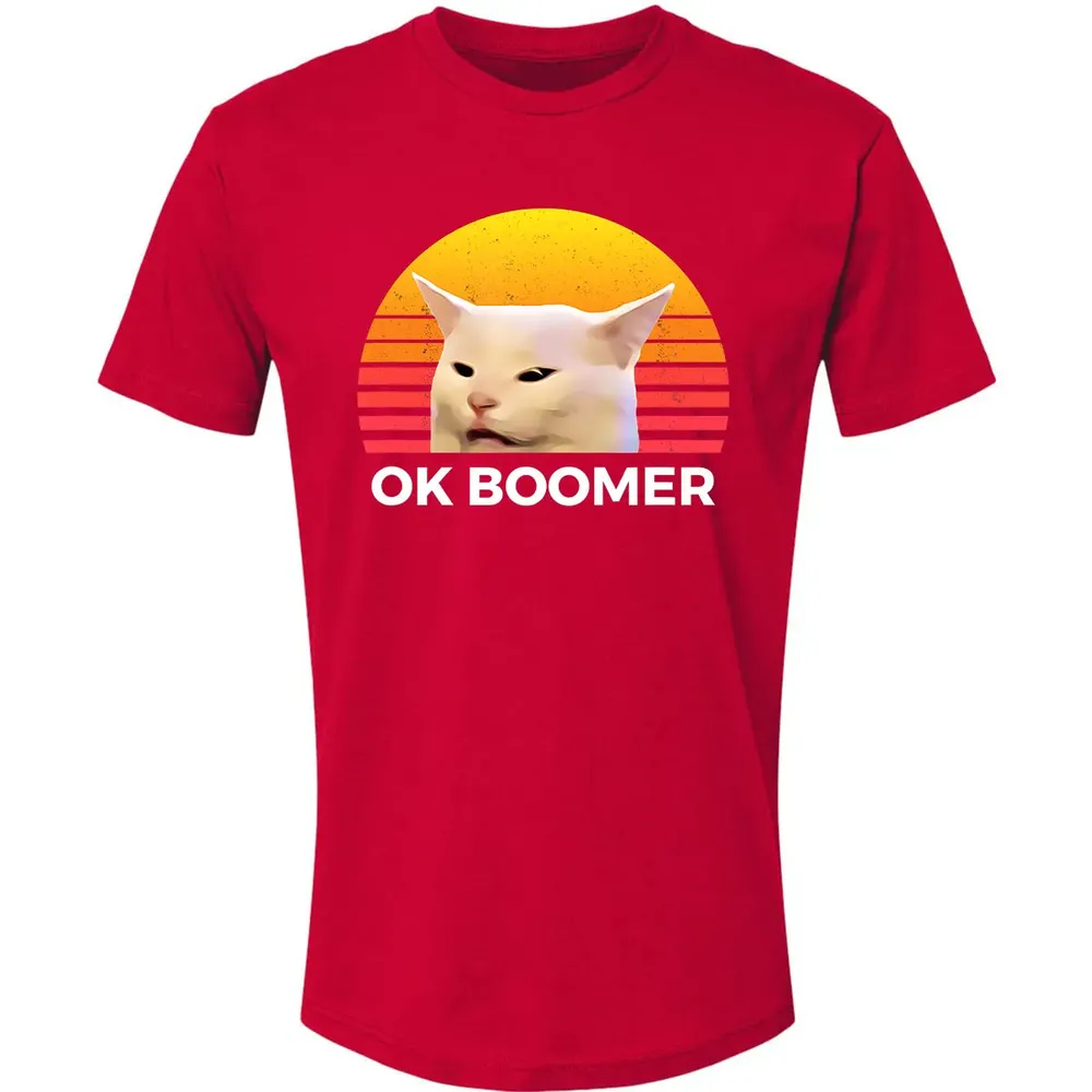 Woman Yelling At Table Dinner Funny Cat Ok Boomer Premium Unisex T-shirt - 6