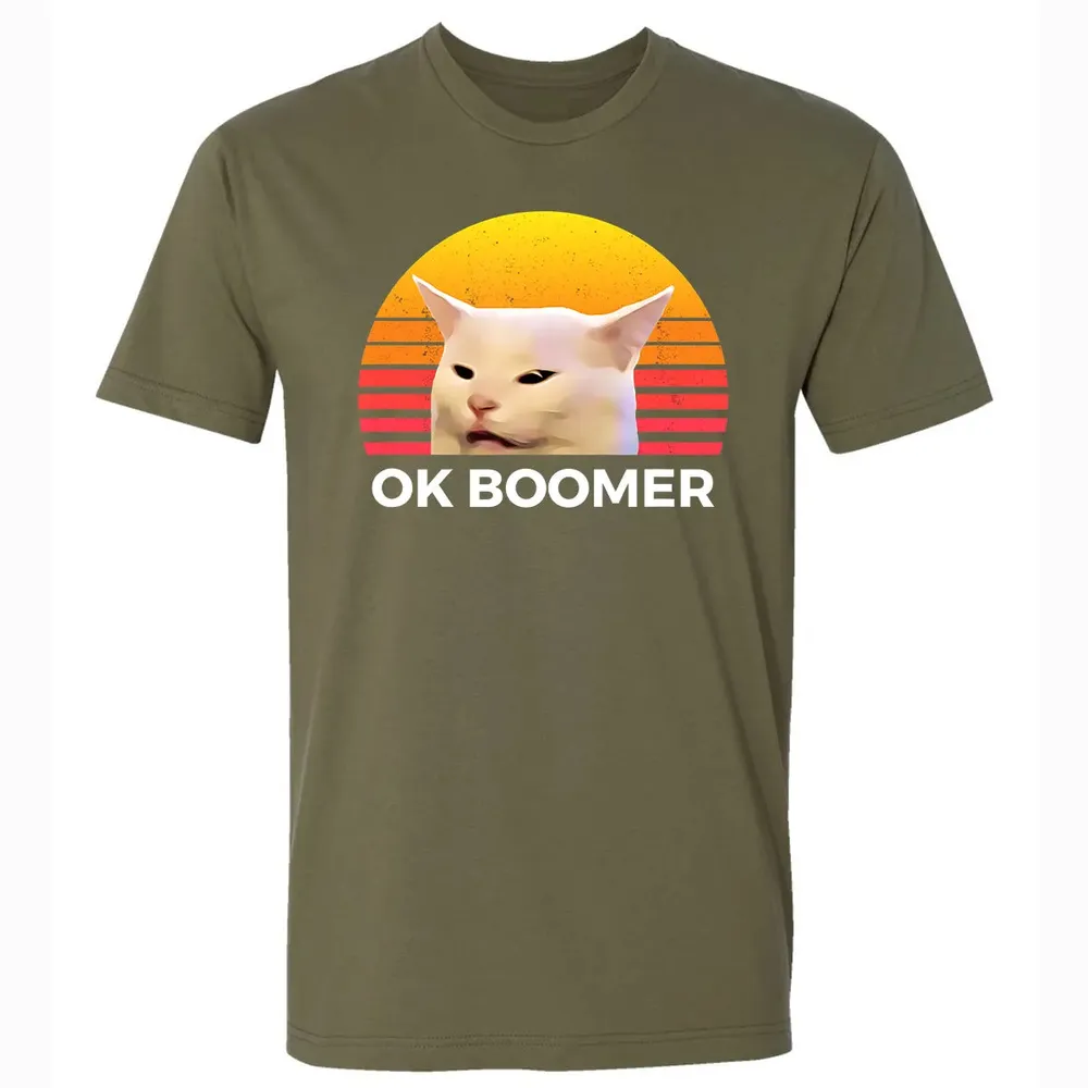 Woman Yelling At Table Dinner Funny Cat Ok Boomer Premium Unisex T-shirt - 5