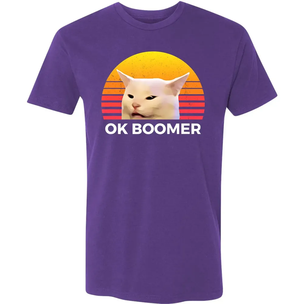 Woman Yelling At Table Dinner Funny Cat Ok Boomer Premium Unisex T-shirt - 7