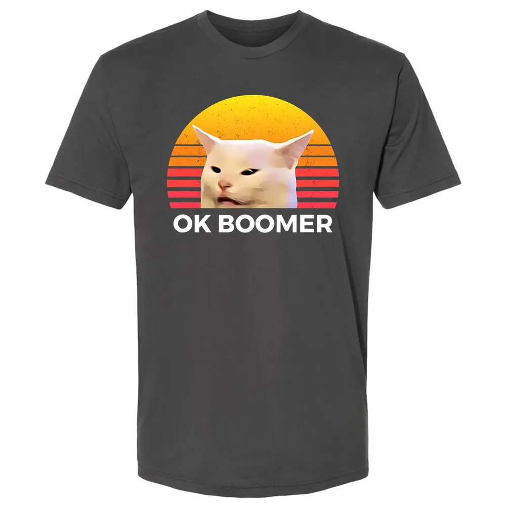 Woman Yelling At Table Dinner Funny Cat Ok Boomer Premium Unisex T-shirt - 8