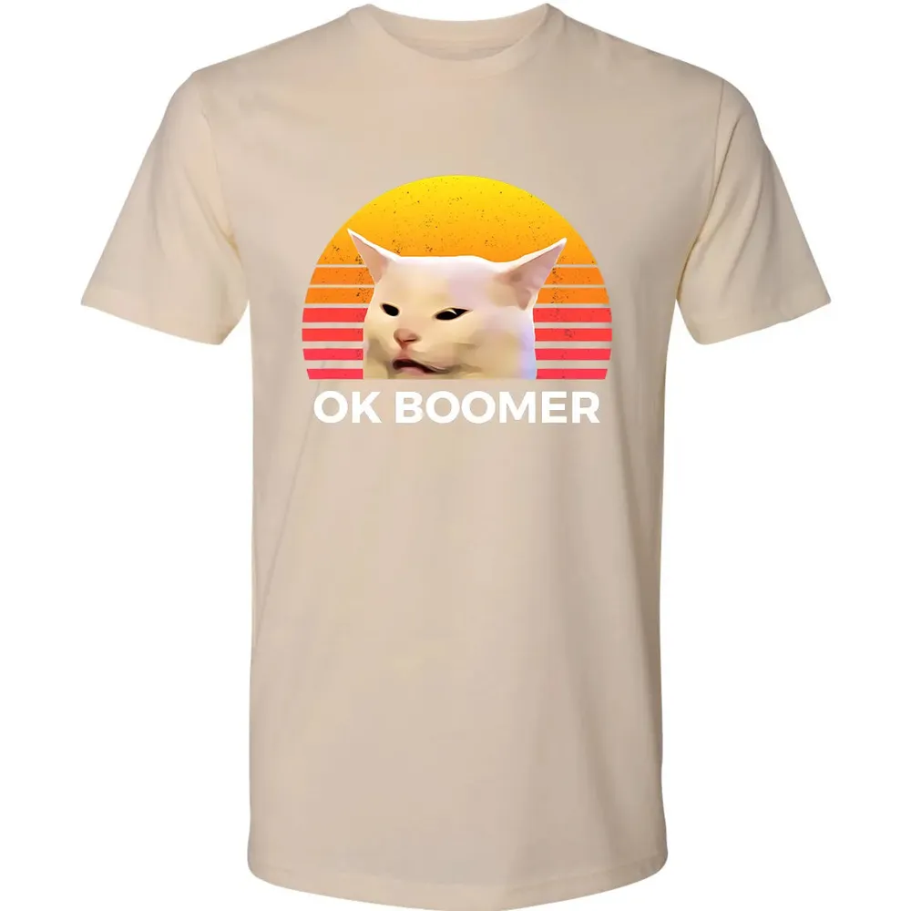 Woman Yelling At Table Dinner Funny Cat Ok Boomer Premium Unisex T-shirt - 13