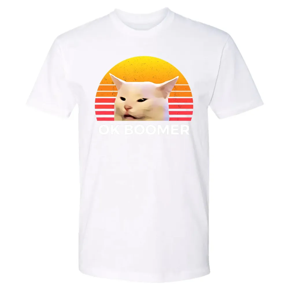 Woman Yelling At Table Dinner Funny Cat Ok Boomer Premium Unisex T-shirt - 4