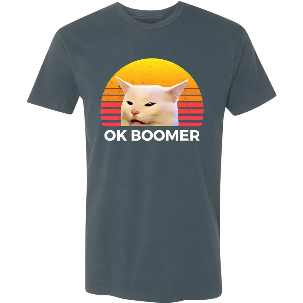 Woman Yelling At Table Dinner Funny Cat Ok Boomer Premium Unisex T-shirt - 14