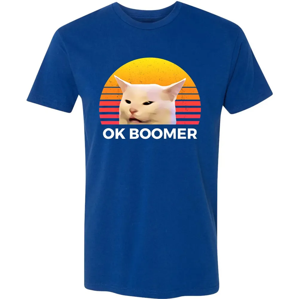 Woman Yelling At Table Dinner Funny Cat Ok Boomer Premium Unisex T-shirt - 10