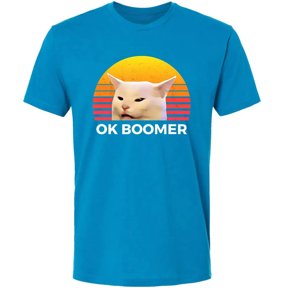 Woman Yelling At Table Dinner Funny Cat Ok Boomer Premium Unisex T-shirt - 15