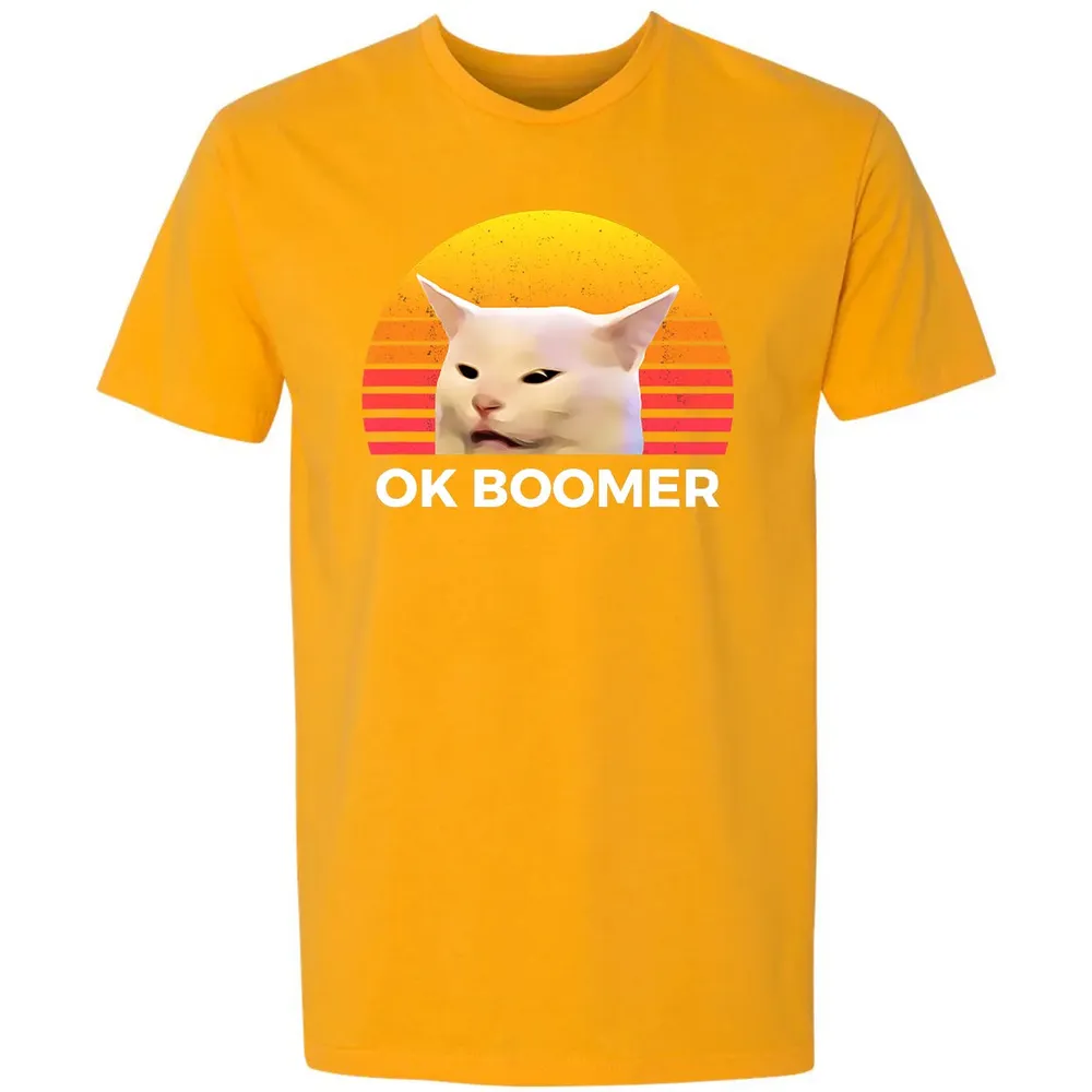 Woman Yelling At Table Dinner Funny Cat Ok Boomer Premium Unisex T-shirt - 11