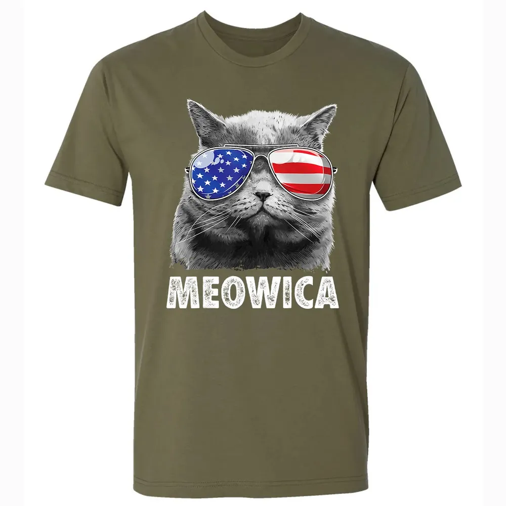 Cat 4th of July s Meowica Merica Men USA American Flag Premium Unisex T-shirt - 5