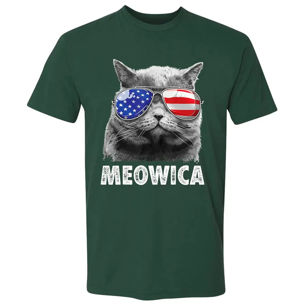 Cat 4th of July s Meowica Merica Men USA American Flag Premium Unisex T-shirt - 12