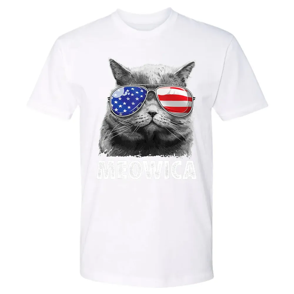 Cat 4th of July s Meowica Merica Men USA American Flag Premium Unisex T-shirt - 4