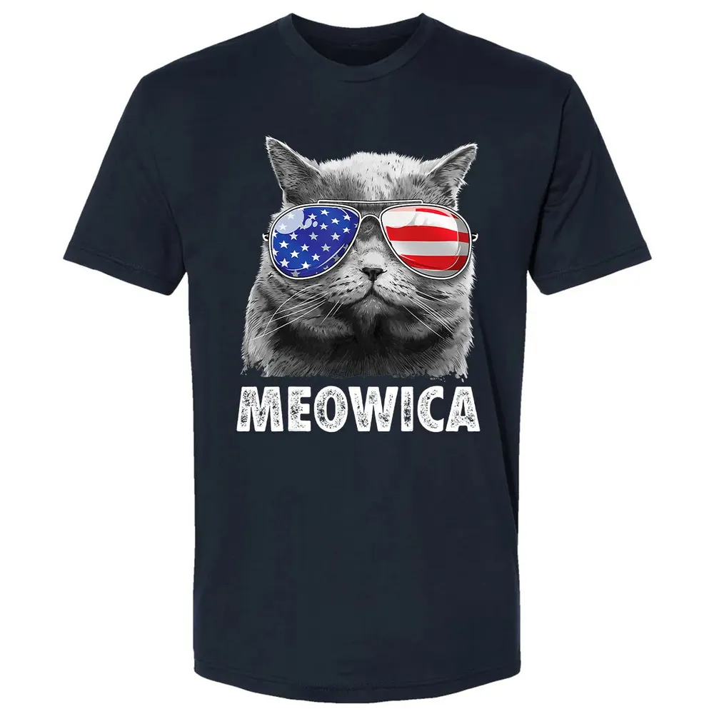 Cat 4th of July s Meowica Merica Men USA American Flag Premium Unisex T-shirt - 2