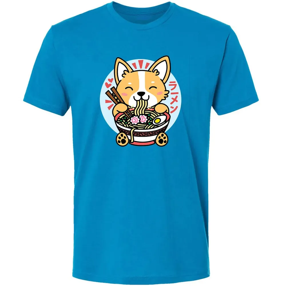 Kawaii Ramen  Cute Anime Dog Corgi Japanese Noodles Premium Unisex T-shirt - 4