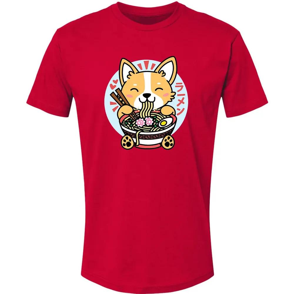 Kawaii Ramen  Cute Anime Dog Corgi Japanese Noodles Premium Unisex T-shirt - 6