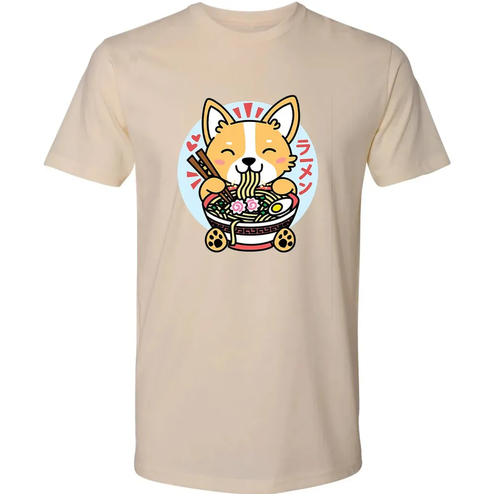 Kawaii Ramen  Cute Anime Dog Corgi Japanese Noodles Premium Unisex T-shirt - 2