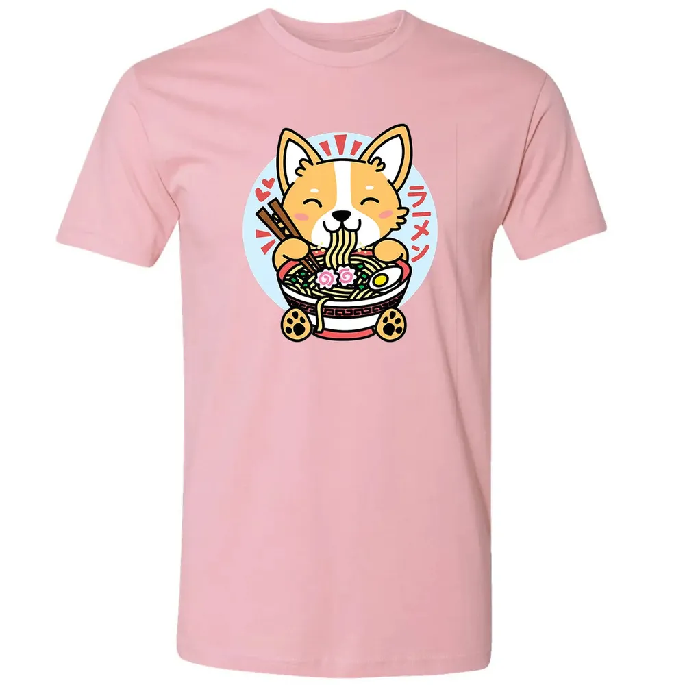 Kawaii Ramen  Cute Anime Dog Corgi Japanese Noodles Premium Unisex T-shirt - 3