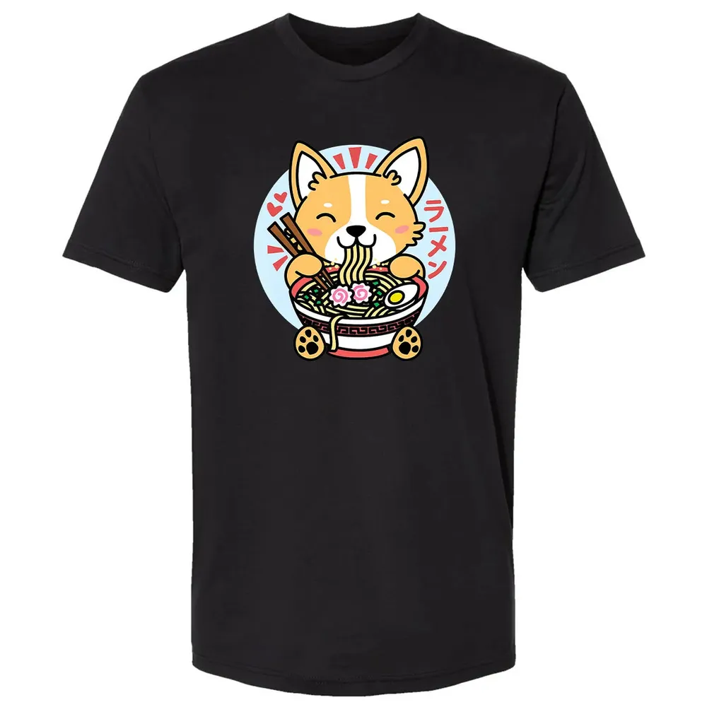 Kawaii Ramen  Cute Anime Dog Corgi Japanese Noodles Premium Unisex T-shirt - 15