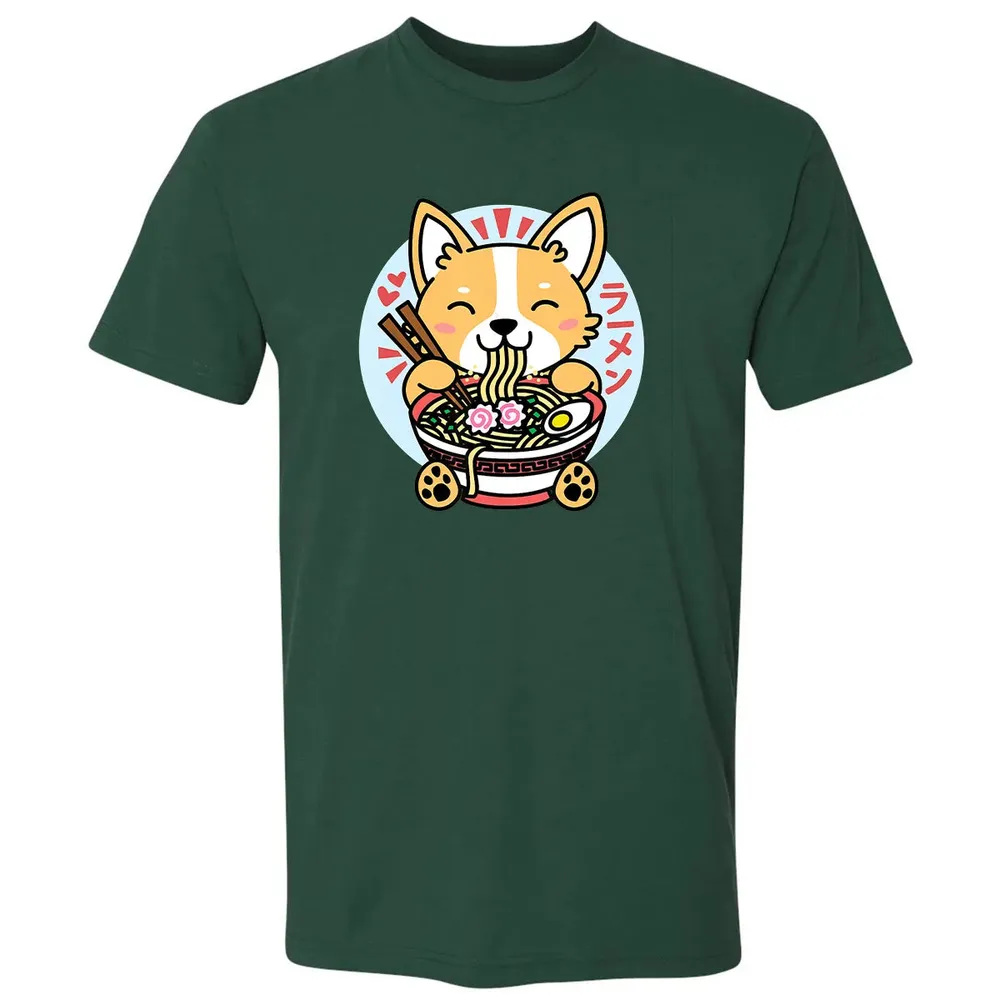 Kawaii Ramen  Cute Anime Dog Corgi Japanese Noodles Premium Unisex T-shirt - 12