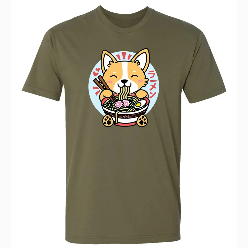 Kawaii Ramen  Cute Anime Dog Corgi Japanese Noodles Premium Unisex T-shirt - 5